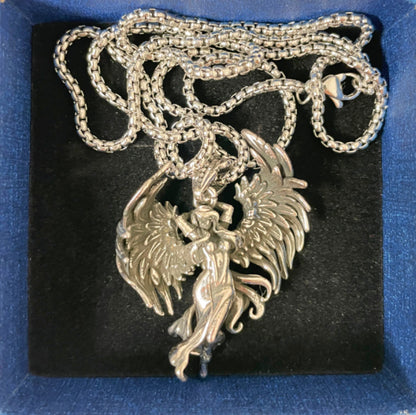 Vintage Style 925 Silver Dark Fallen Angel Pendant - Gothic Dark Spirit Jewelry