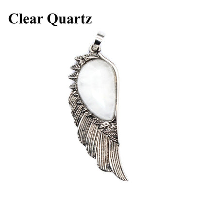 Celestial Angel Wing Gemstone Pendant