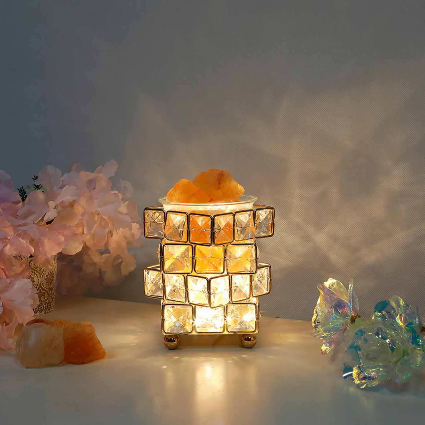 Four-layer Rubik's Cube Himalayan Crystal Salt Lamp