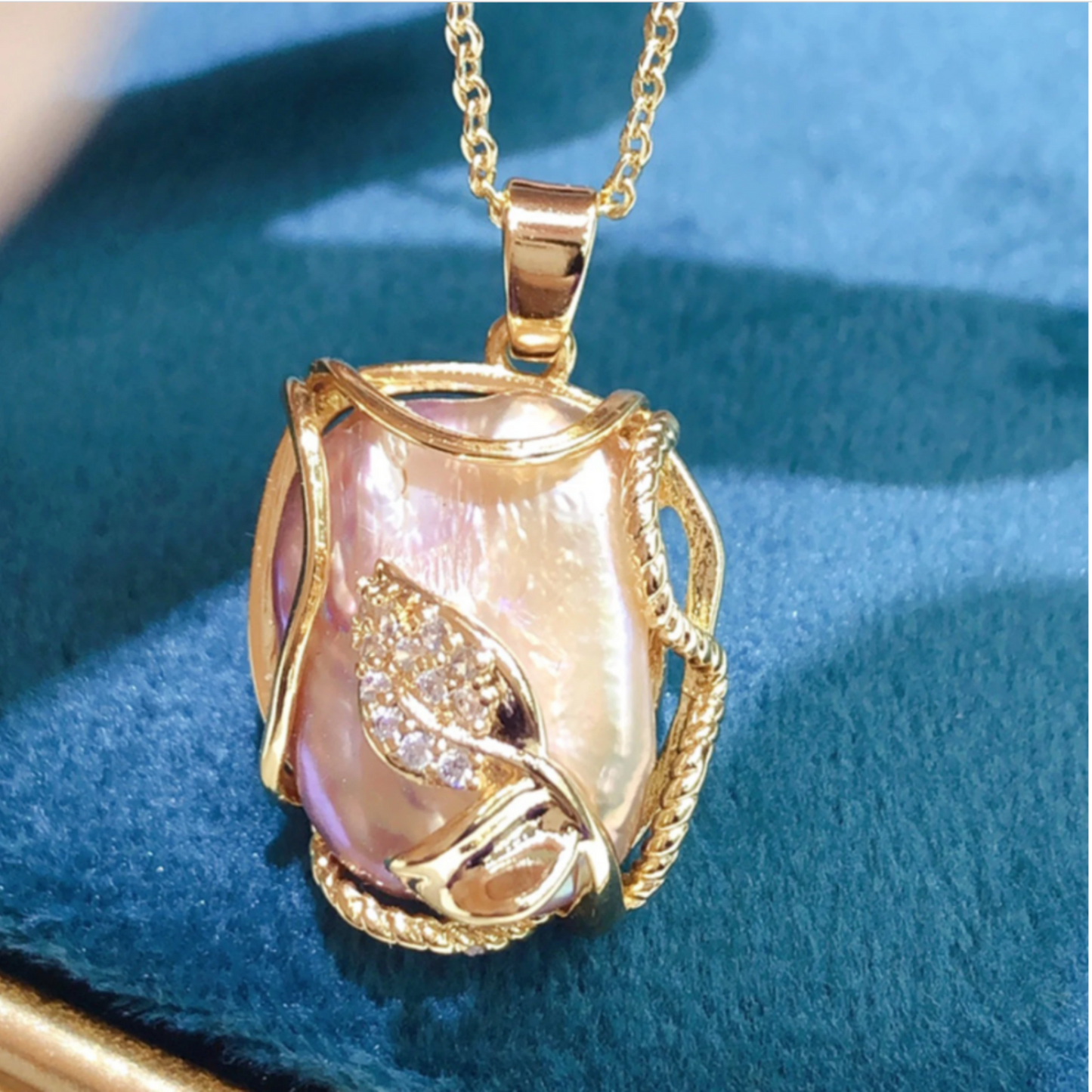 Elegant Amethyst Pearl Gold Plated Pendant