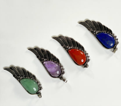 Celestial Angel Wing Gemstone Pendant