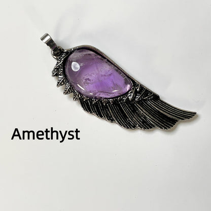 Celestial Angel Wing Gemstone Pendant