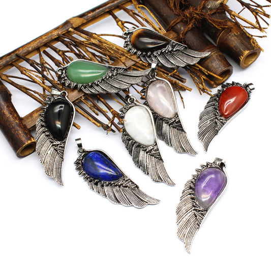 Celestial Angel Wing Gemstone Pendant